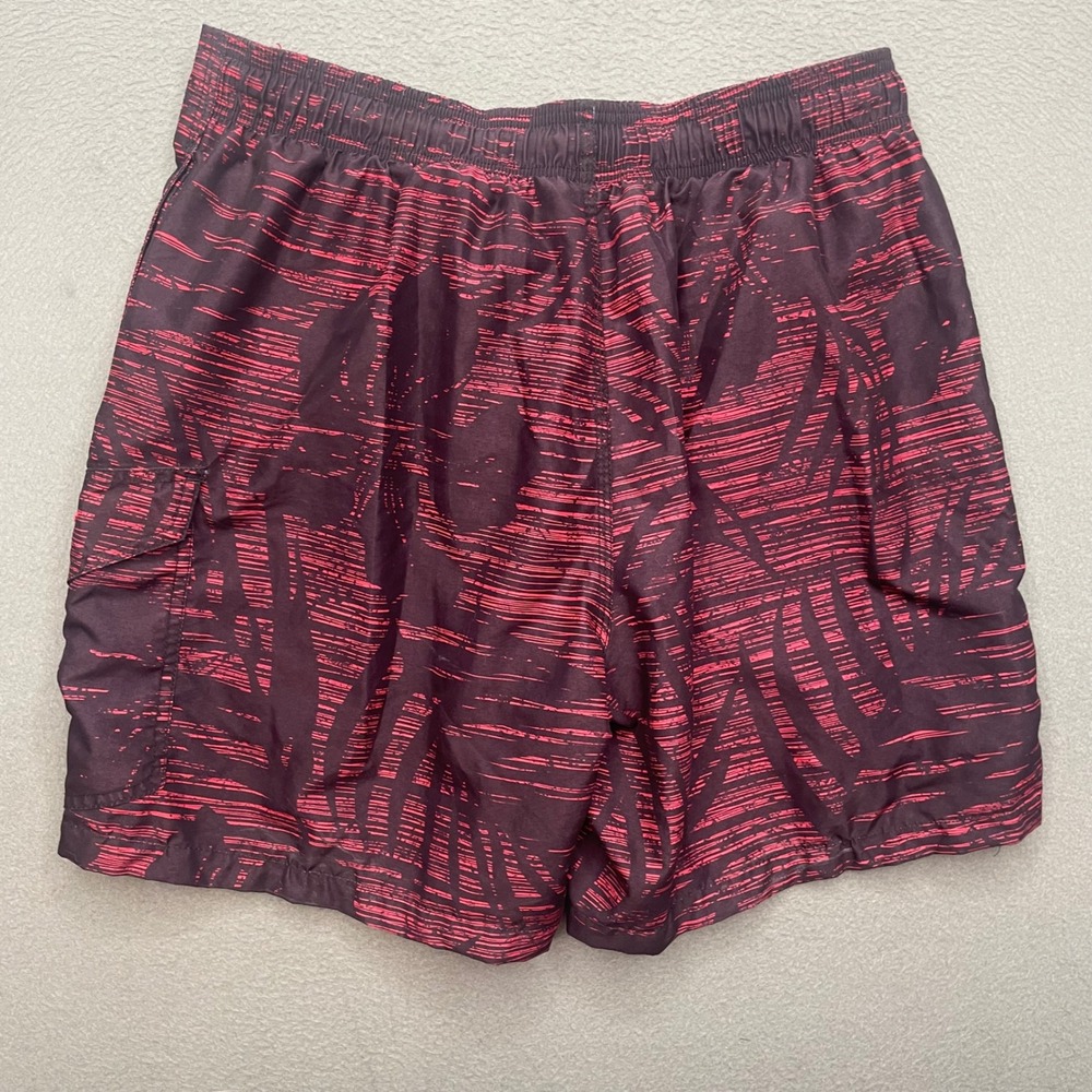 Speedo Men Swim Trunks Polyester Red Black Tropical Size M Athletic Board Shorts